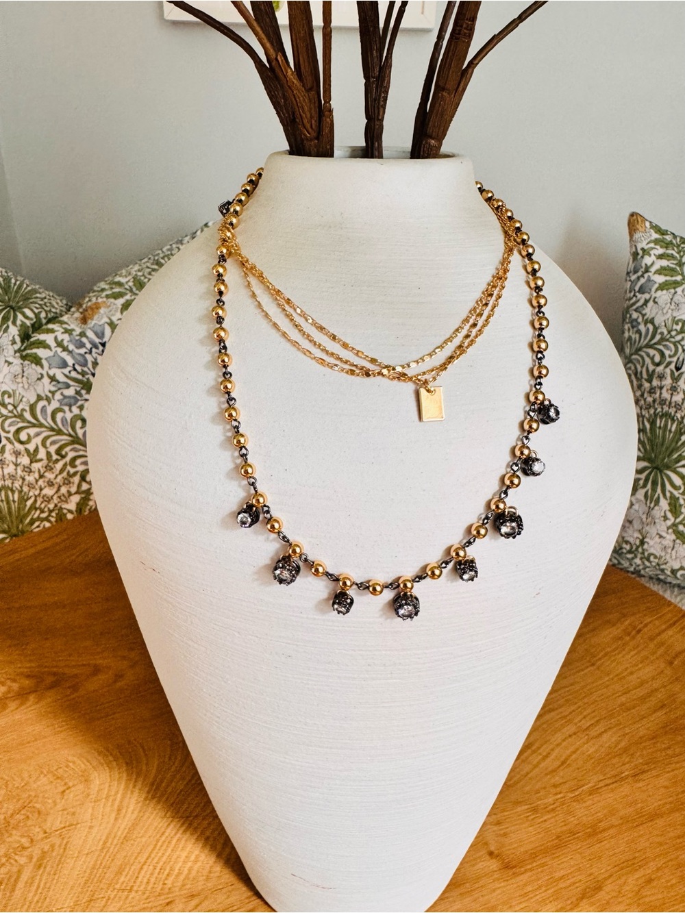 Zara Gold-Tone Layered Jeweled Necklace Set - Picture 2 of 3